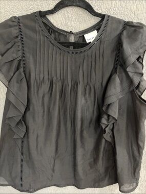 Bailey 44 Black Ruffle Sleeve Pintuck Blouse - Women